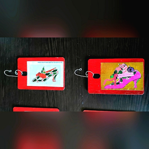 NEW Andy Warhol Handcrafted 6 Ornaments Set! CHRISTMAS 2-Wreaths 2-Trees 2-Shoes - Picture 4 of 8